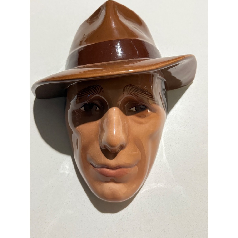 Vintage Ceramic Humphrey Bogart Wall Mask Glossy Mid Century Deco Style